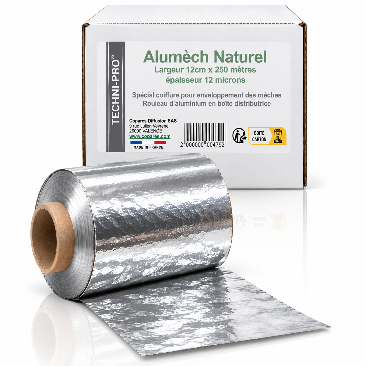 Alumech naturel 12 microns rouleau 12cm 250m